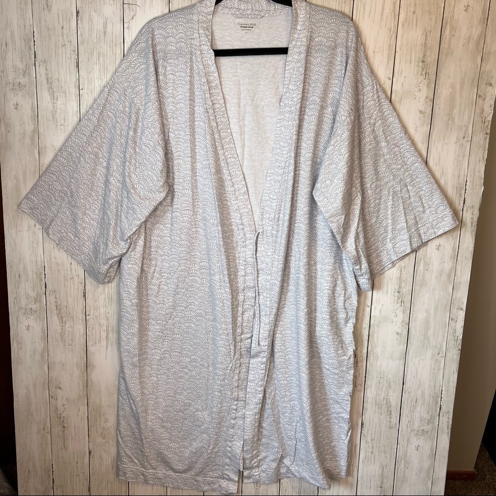 Garnet Hill Sleep Robe White Gray size Small